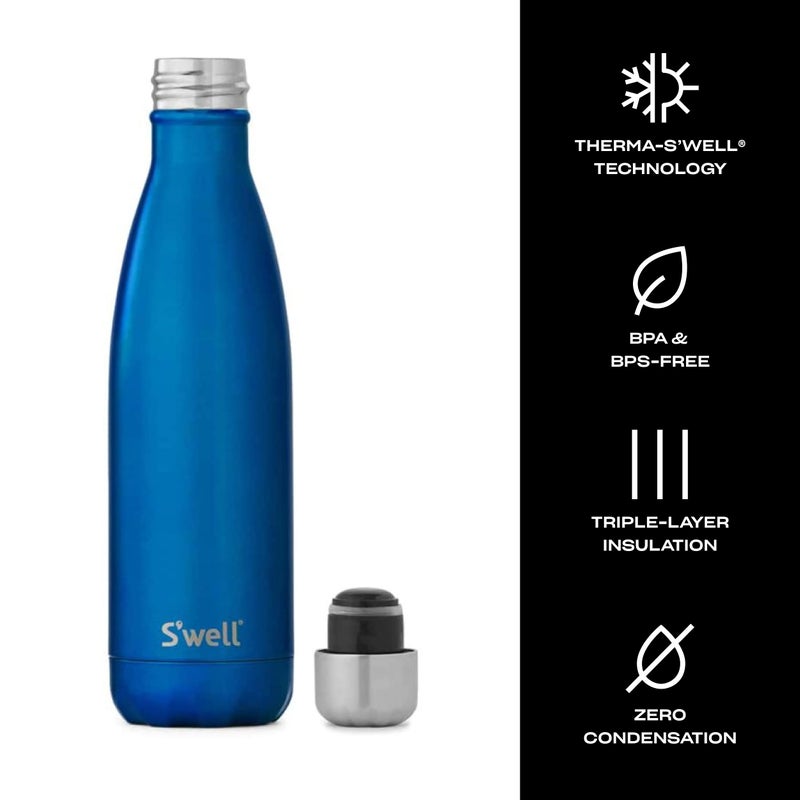 S'well Stainless Steel Water Bottle, 17oz, Ocean Blue, Triple Layered Vacuum Insulated Containers Keeps Drinks Cold for 36 Hours and Hot for 18, BPA Free, Perfect for On the Go - Image 3